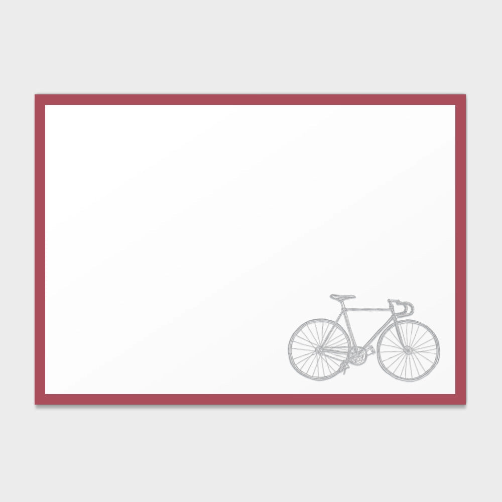 Bicycle Letter Press Note Cards 6.25"x4.5" (10 Flat Cards &amp; Line Envelopes)
