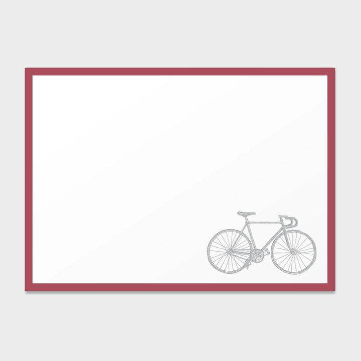 Bicycle Letter Press Note Cards 6.25"x4.5" (10 Flat Cards &amp; Line Envelopes)