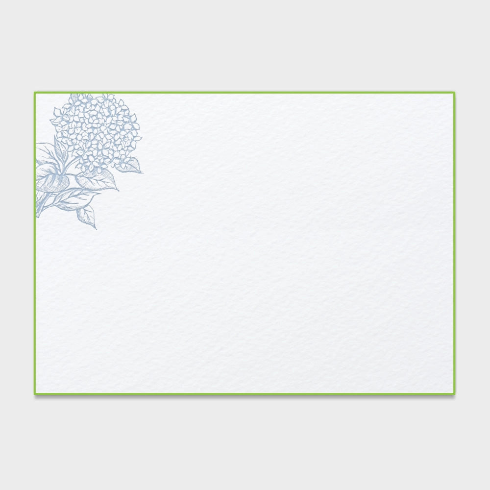 Hydrangea Blue Letter Press Note Cards 6.25" x 4.5"(10 Flat Cards &amp; Lined Envelopes)