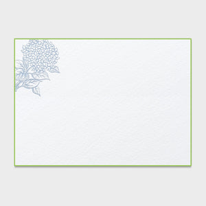Hydrangea Blue Letter Press Note Cards 6.25" x 4.5"(10 Flat Cards & Lined Envelopes)