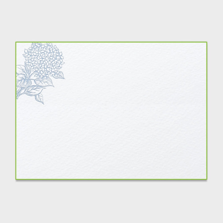 Hydrangea Blue Letter Press Note Cards 6.25" x 4.5"(10 Flat Cards &amp; Lined Envelopes)