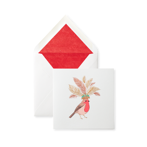 Smythson Of Bond Street Christmas Robin Card and Envelops Set 6" x 6" (10ct.)