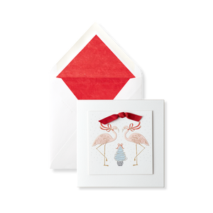 Smythson Of Bond Street Flamingoes Christmas Card 6" x 6"- Single Card