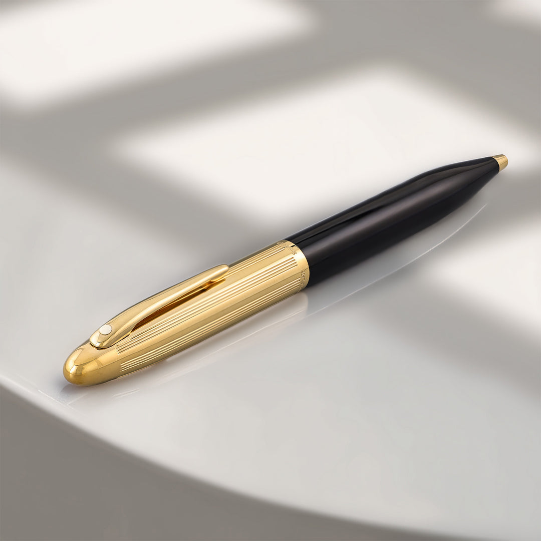 Sheaffer Crest 593 Fountain Pen Black &amp; Gold – 18K Triumph Fine Nib