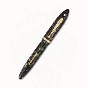 Sheaffer Balance Fountain Pen – Red Veined Gray Pearl Celluloid, Gold Nib