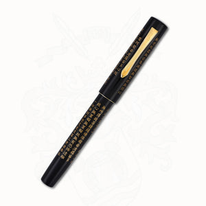 Platinum #3776 Hannya-Shingyo Fountain Pen – Black Maki-e with Gold Trim