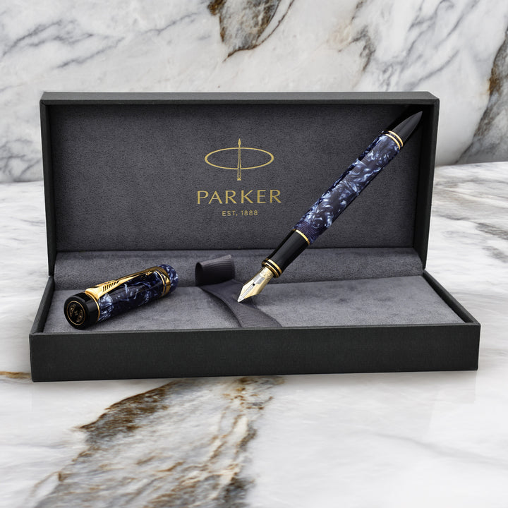 Parker Duofold MK I Blue Marble Fountain Pen