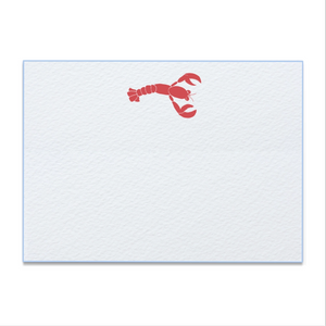 Lobster Letter Press Note Cards A6 (10 Flat Cards & Lined Envelopes)