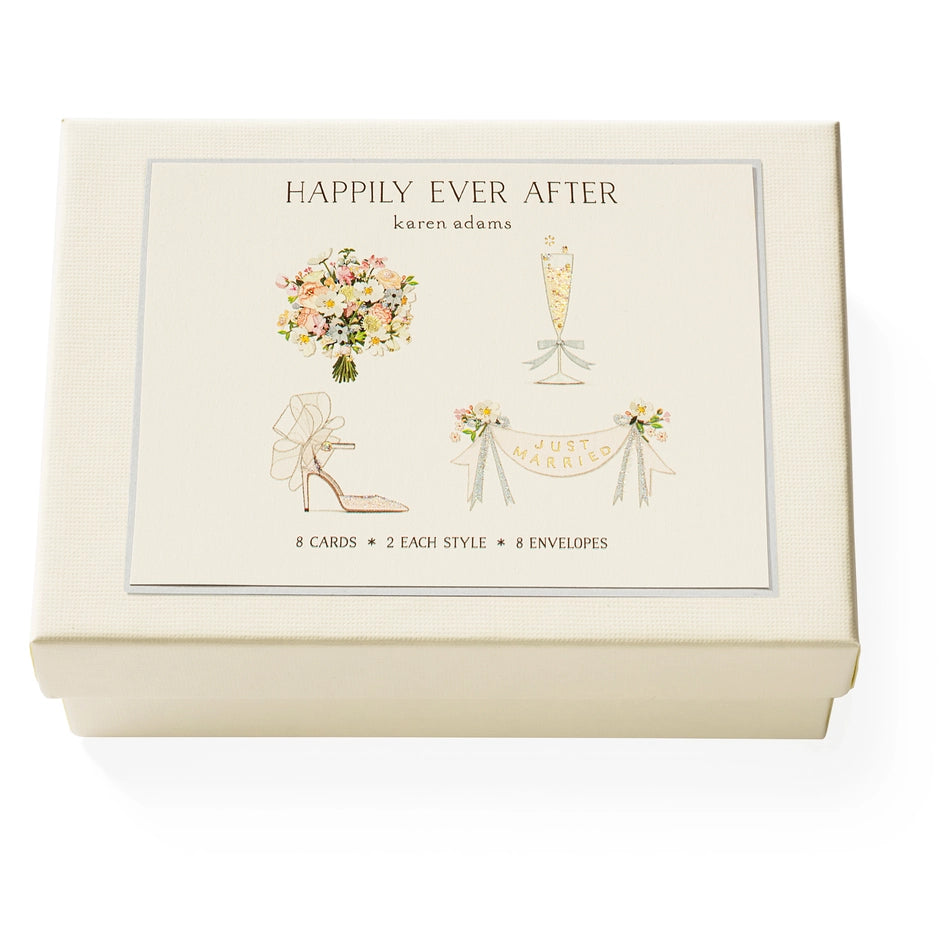 Karen Adams - Happily Ever After Note Card Box 5.5" x 4.25" (8ct. Folded Cards &amp; Envelopes)