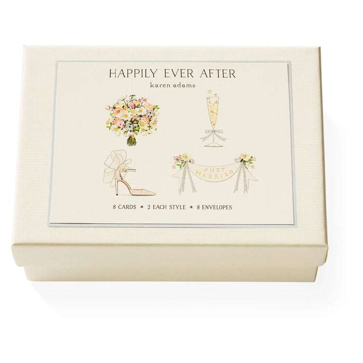 Karen Adams - Happily Ever After Note Card Box 5.5" x 4.25" (8ct. Folded Cards &amp; Envelopes)