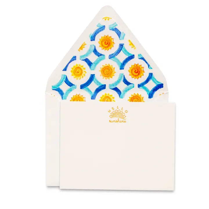 Hello Sunshine - Letterpress Flat Notecard  4.25” x 5.5”  (6ct)