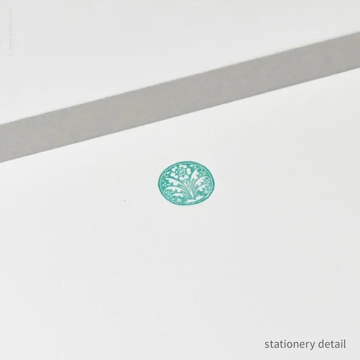 Stationery Set with Vintage Aqua Floral Ornament