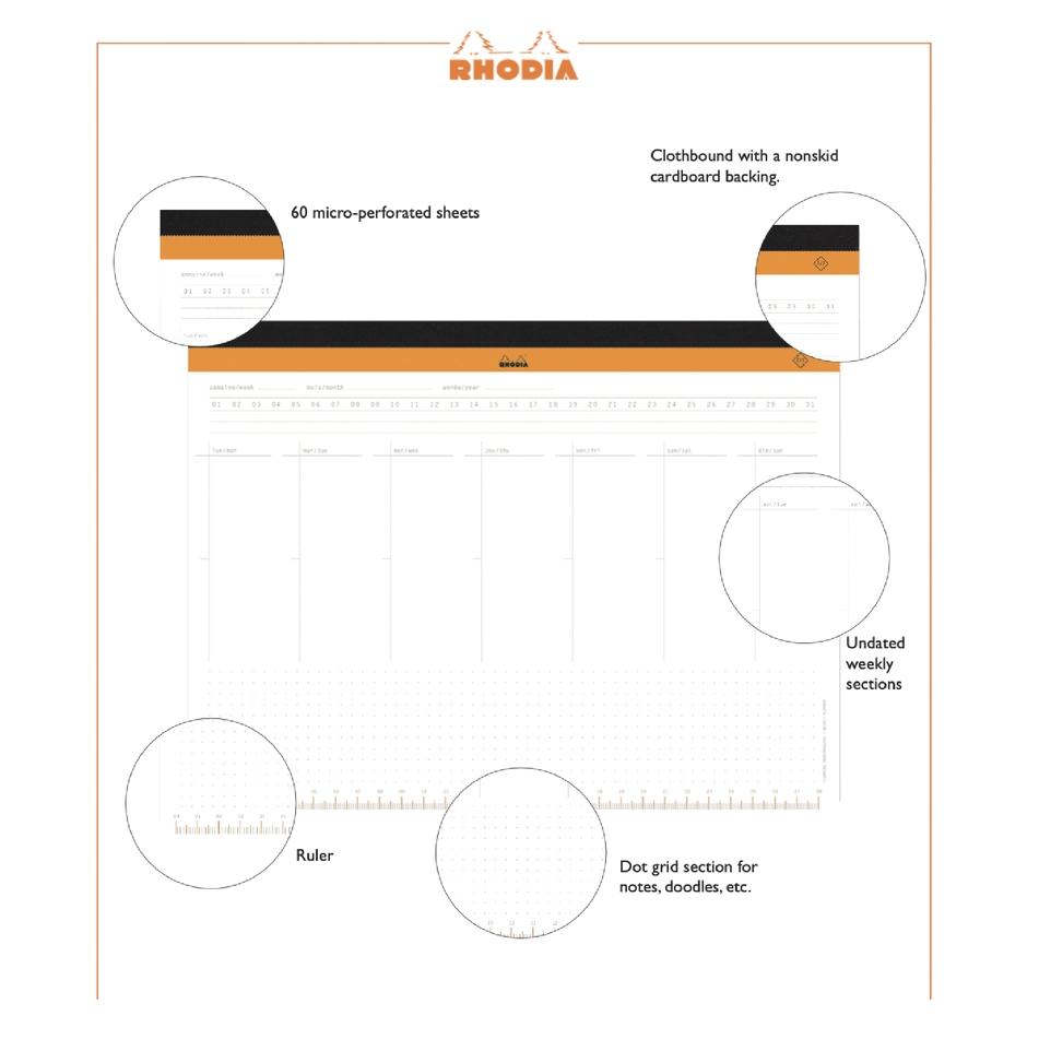 Rhodia Undated Weekly Desk Pad - 11 3/8" x 8 3/4"