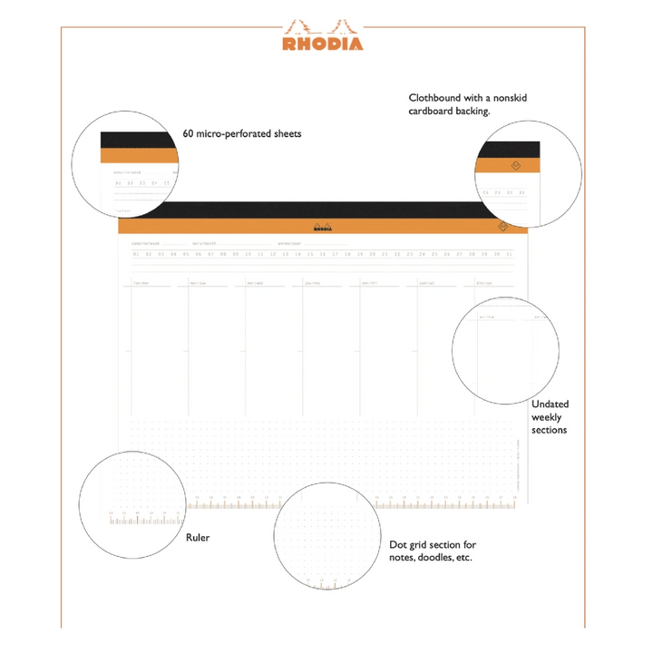 Rhodia Undated Weekly Desk Pad - 11 3/8" x 8 3/4"