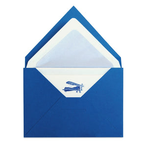 Original Crown Mill First Engraved Note Cards Pochette  - Blue Plane