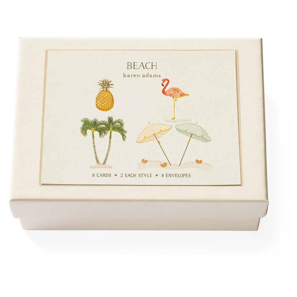 Karen Adams - Beach Notecard Box 5.5" x 4.25" (8ct. Folded Cards &amp; Envelopes)