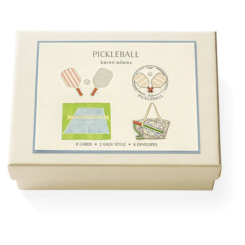 Karen Adams - Pickleball Notecard Box  5.5" x 4.25" (8ct. Folded Cards &amp; Envelopes)