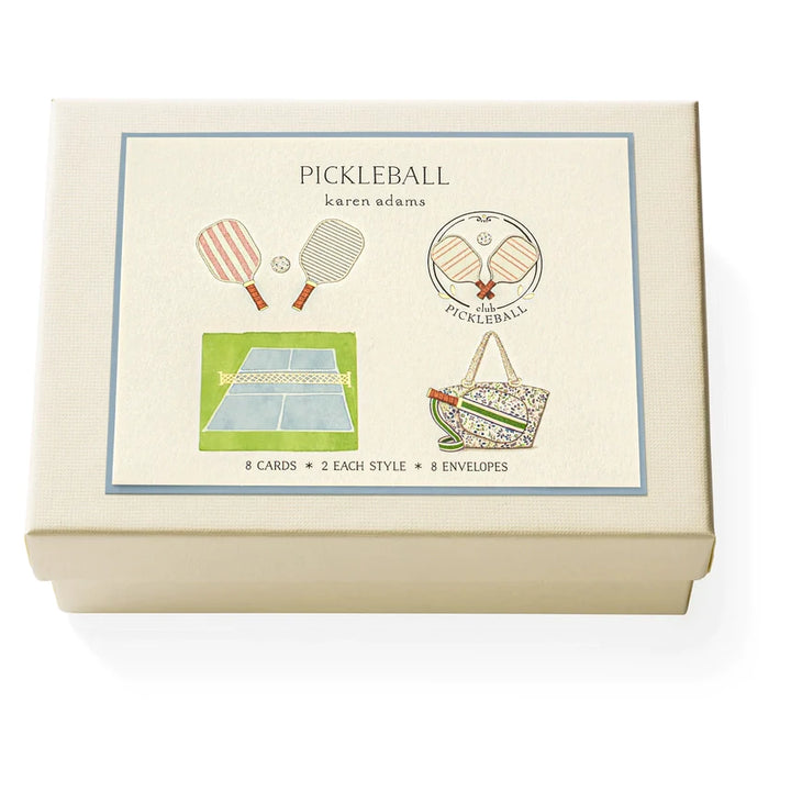 Karen Adams - Pickleball Notecard Box  5.5" x 4.25" (8ct. Folded Cards &amp; Envelopes)