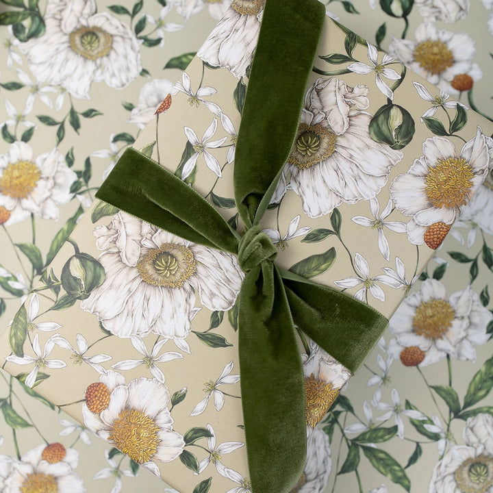 Catherine Lewis Spring Blossom - Green Gift Wrapping Paper (2 Sheets)