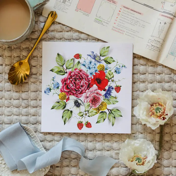 Bouquet Pop Out Floral Watercolour Greetings Card