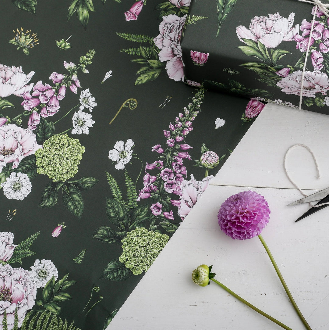 Catherine Lewis Summer Garden - Dark Green Gift Wrapping Paper (2 Sheets)