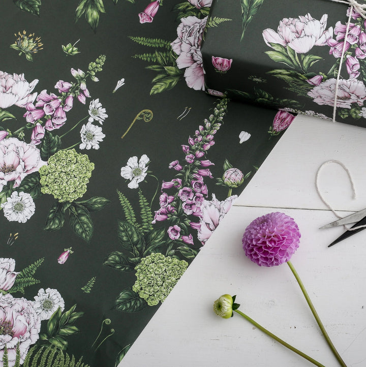 Catherine Lewis Summer Garden - Dark Green Gift Wrapping Paper (2 Sheets)