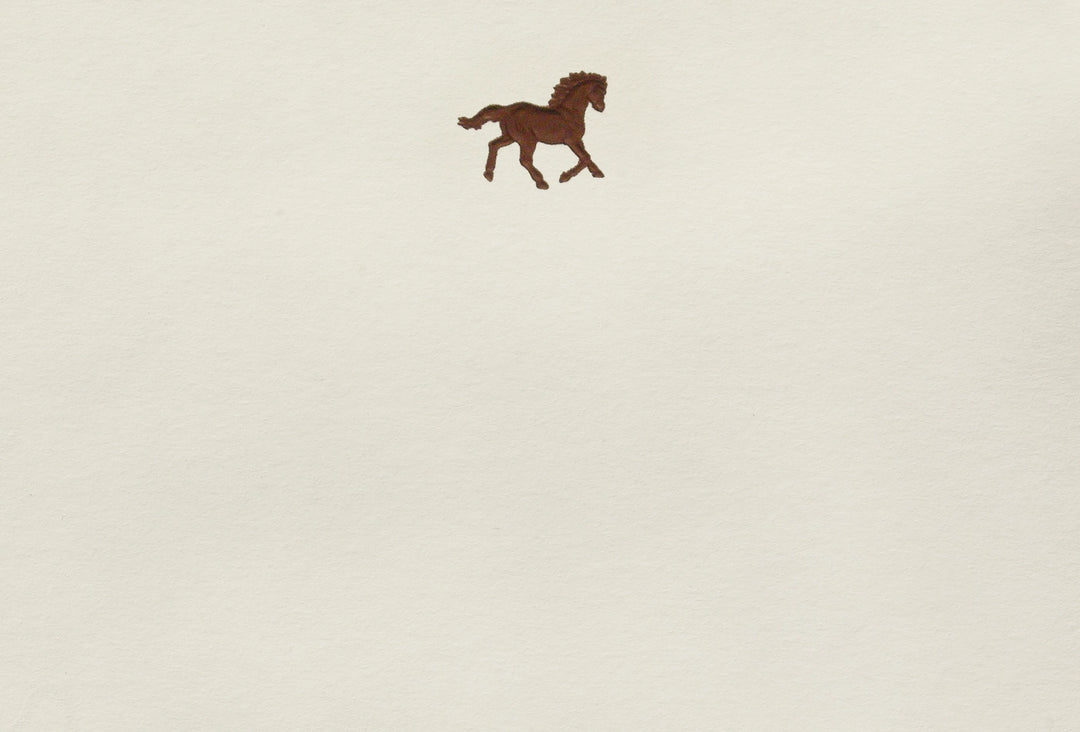 Original Crown Mill First Engraved Note Cards Pochette  - Brown Horse