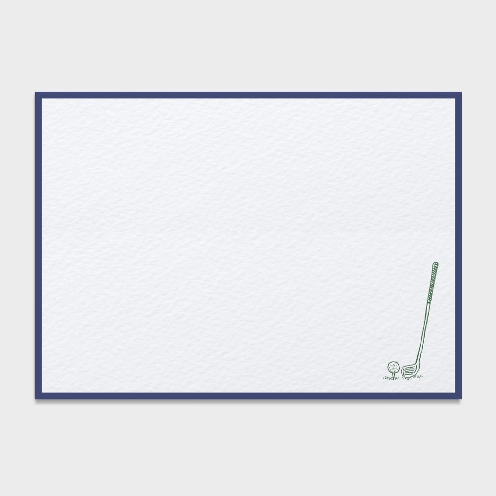 Golf Letter Press Note Cards A6 (10 Flat Cards &amp; Lined Envelopes)