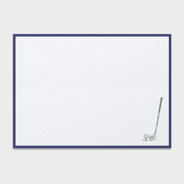 Golf Letter Press Note Cards A6 (10 Flat Cards &amp; Lined Envelopes)