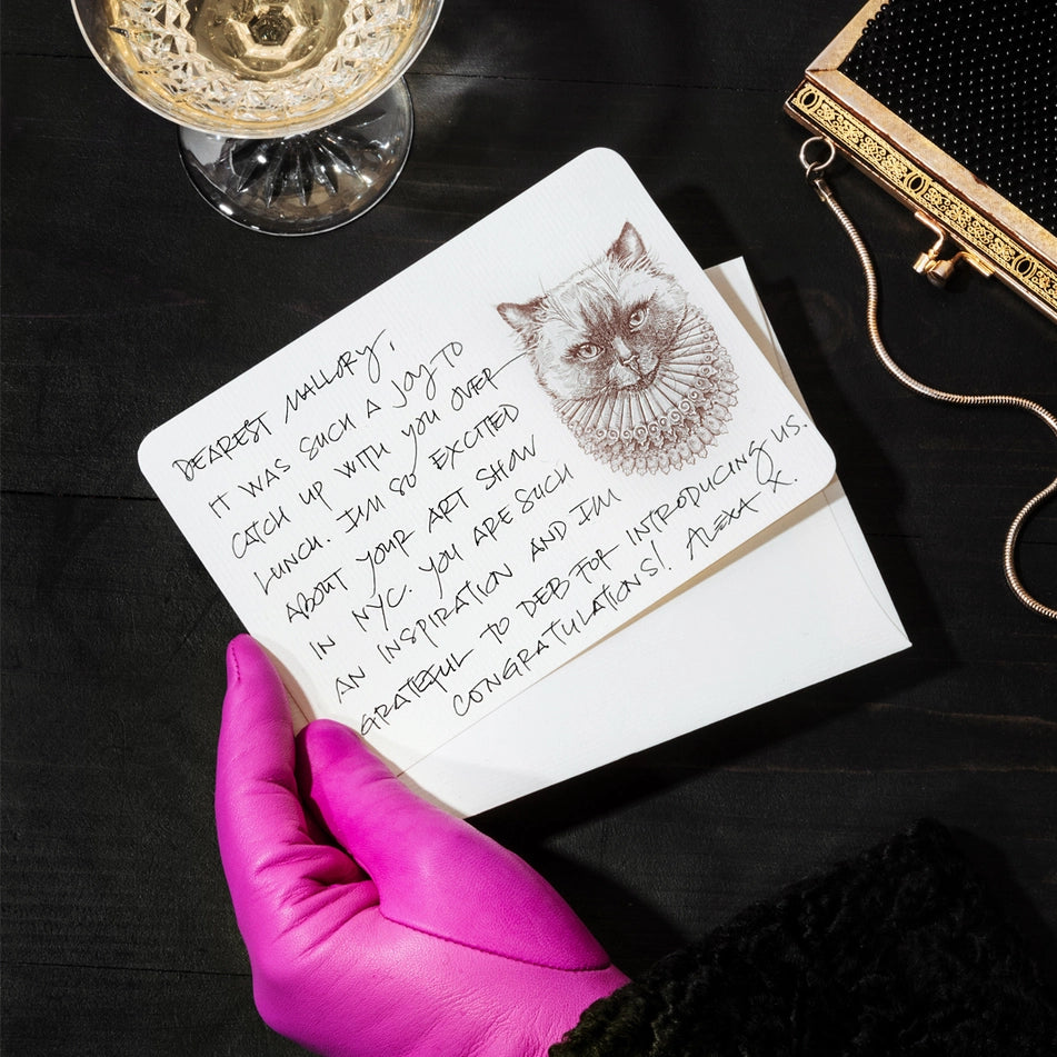 Alexa Pulitzer Madame Kitty Note Card with Plain Envelope