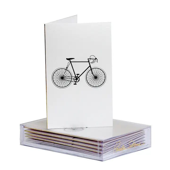 Paula Skene Bicycle On Satin Blank Mini Note Card &amp; Envelopes