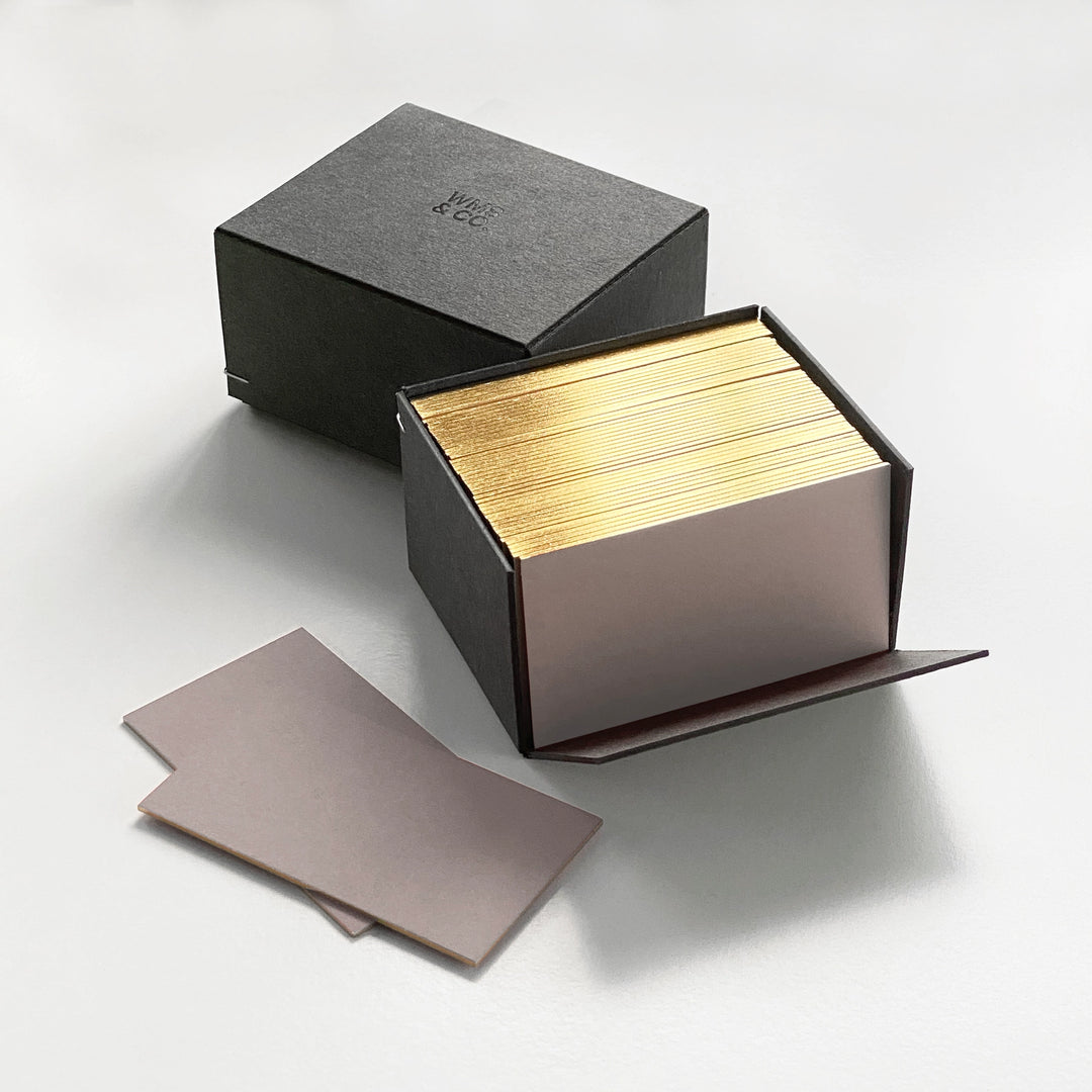 W co. Blush Business/Place Cards with Gold Edging (2” x 3.5”)