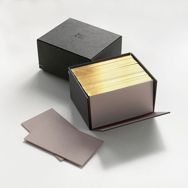 W co. Blush Business/Place Cards with Gold Edging (2” x 3.5”)
