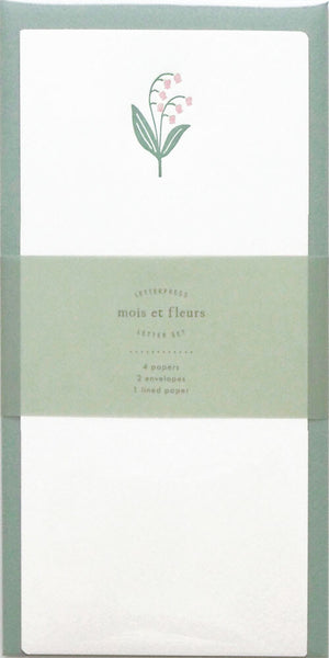 Japanese Letterpress Lily of the Valley Slim Letter Set