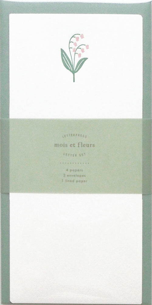 Japanese Letterpress Lily of the Valley Slim Letter Set