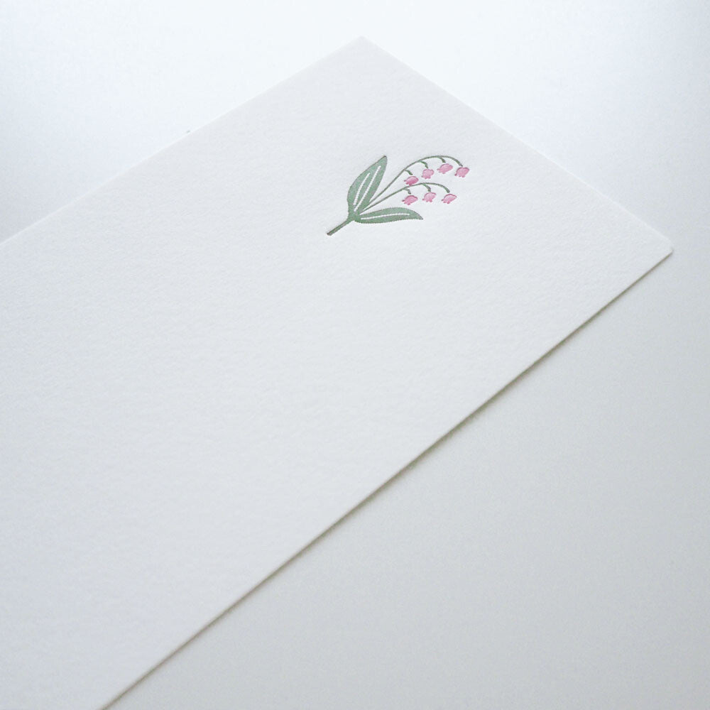 Japanese Letterpress Lily of the Valley Slim Letter Set