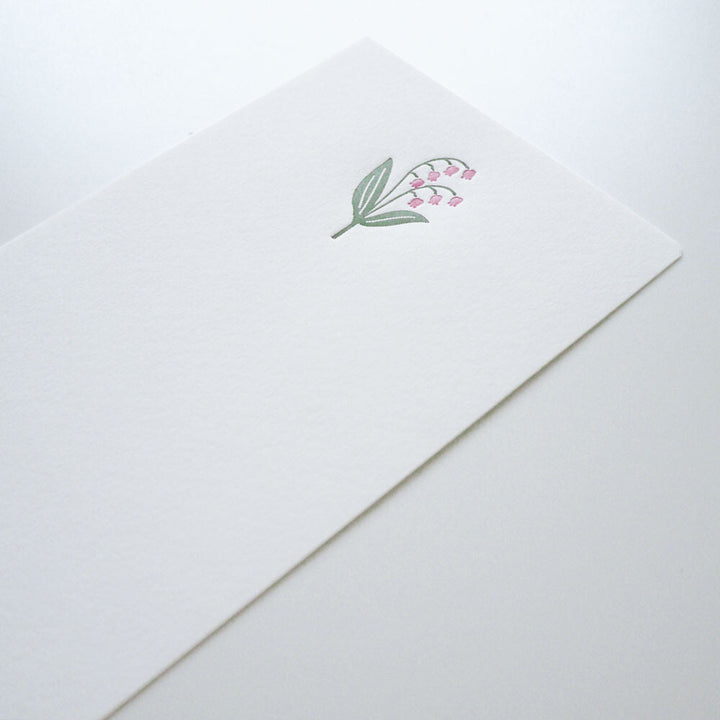 Japanese Letterpress Lily of the Valley Slim Letter Set