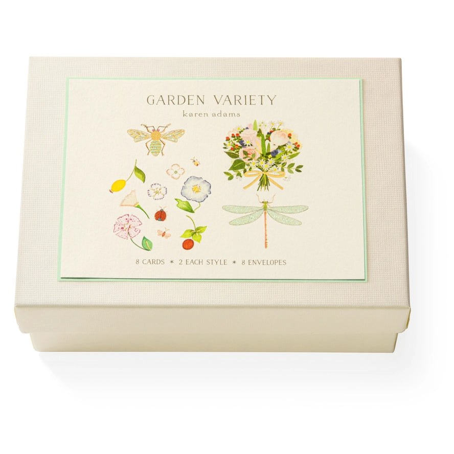 Karen Adams - Garden Variety Notecard Box 5.5" x 4.25" (8ct. Folded Cards &amp; Envelopes)