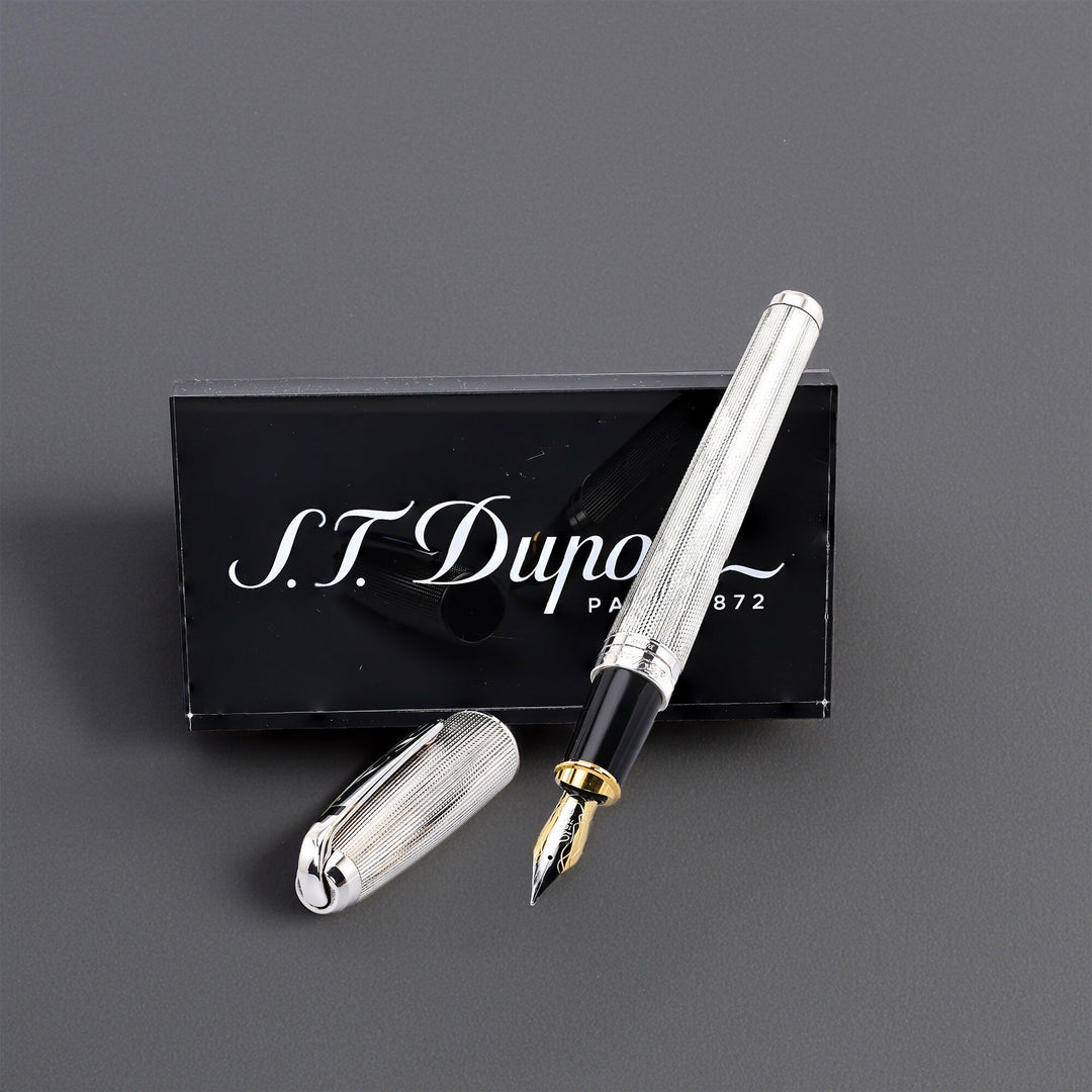 S.T Dupont XL Olympio Silver Plated Barley Grain Fountain Pen