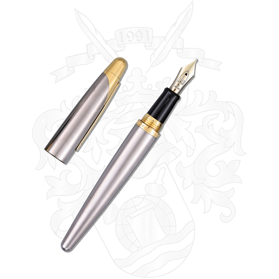 Dunhill AD2000 Brushed Silver &amp; Gold Fountain Pen
