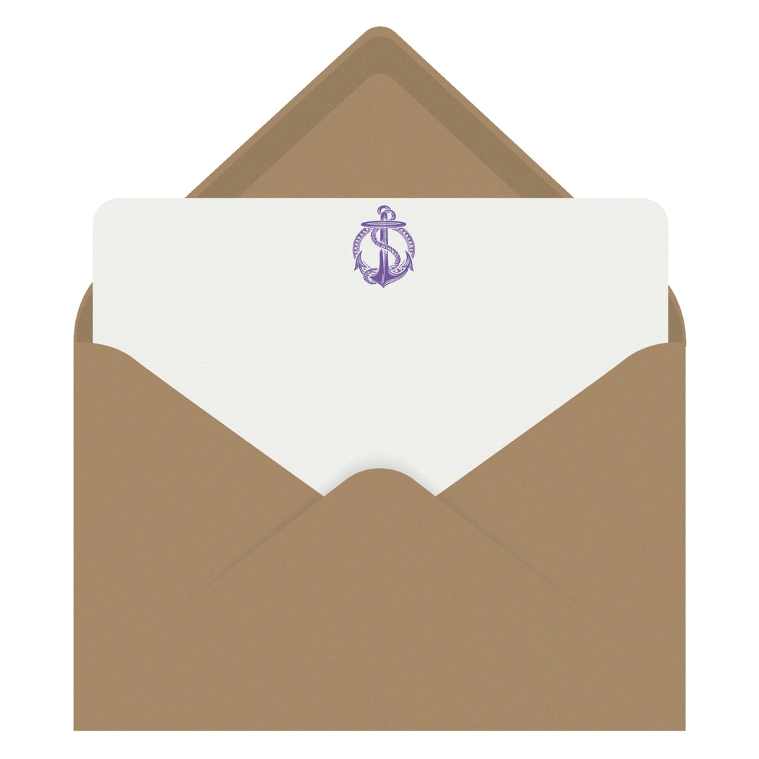 Letterpress Flat Note Card Set - Anchor