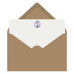 Letterpress Flat Note Card Set - Anchor