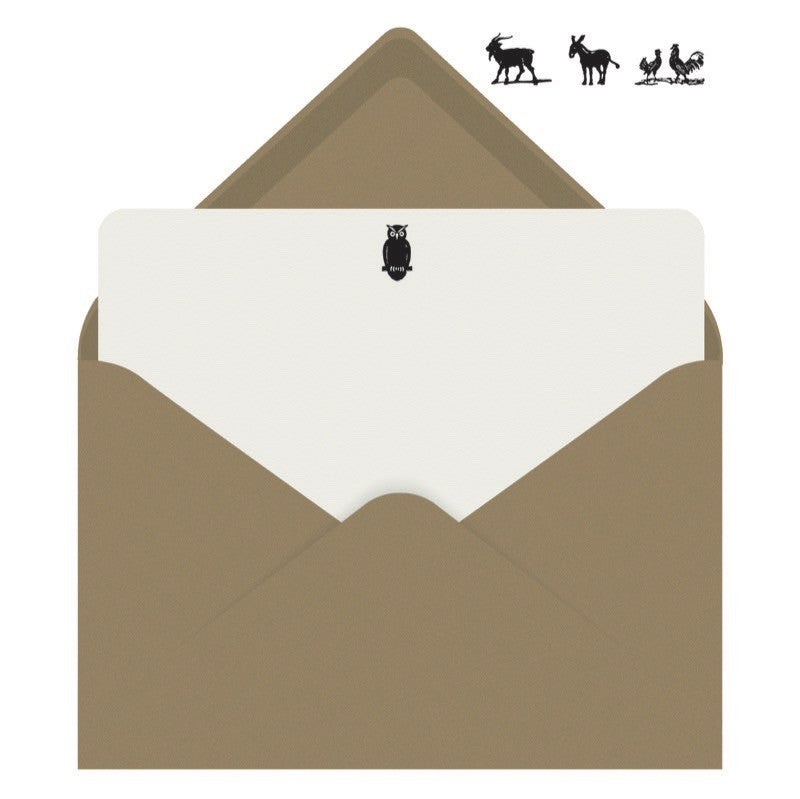 Letterpress Flat Note Card Set - Animalgram