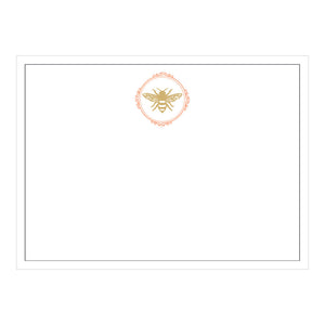 Bee Crest Foil Correspondence Card  6.125"x4.875" (12 Flat cards and envelopes)