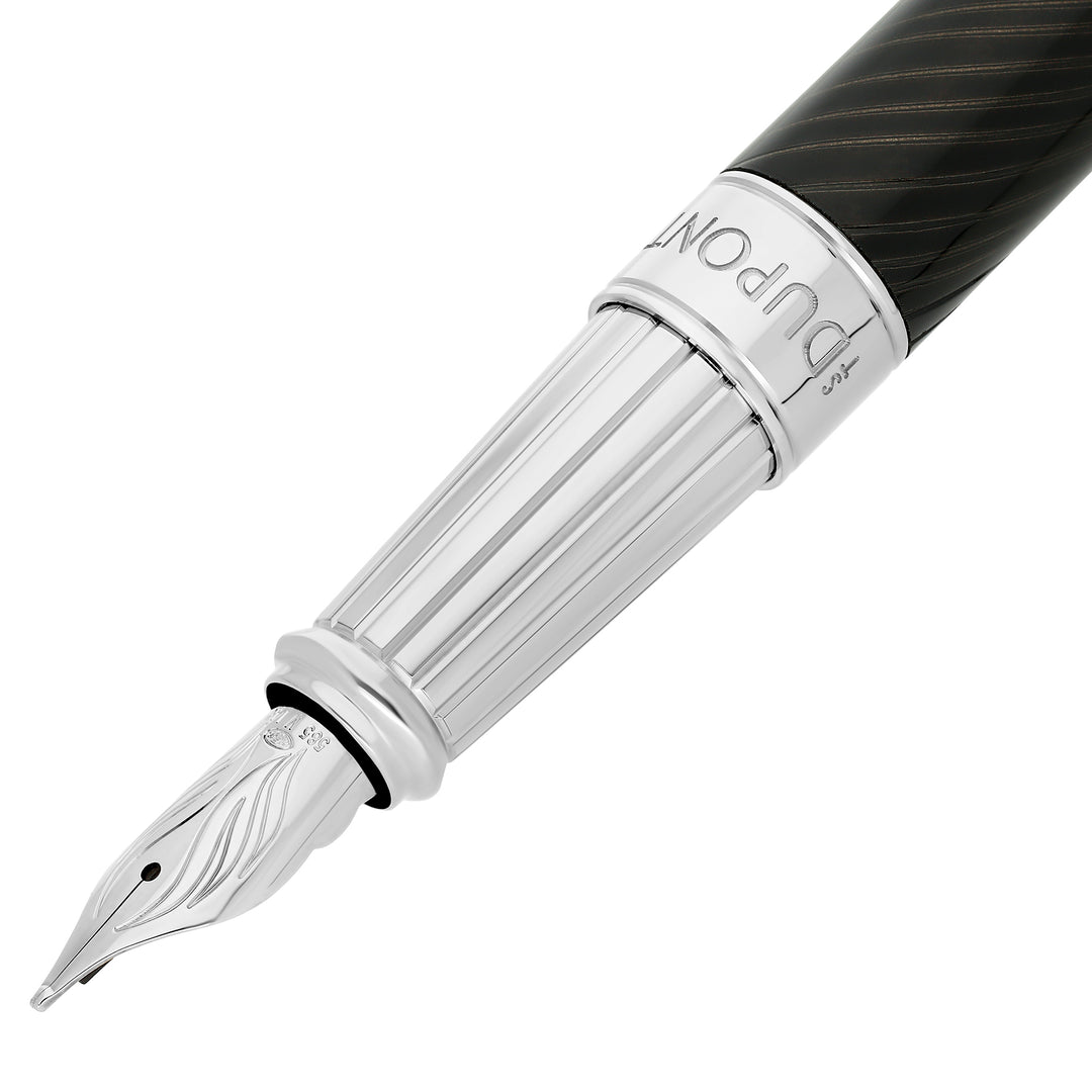 S.T. Dupont Line D Eternity Large Mane Guilloche Black and Palladium Fountain Pen