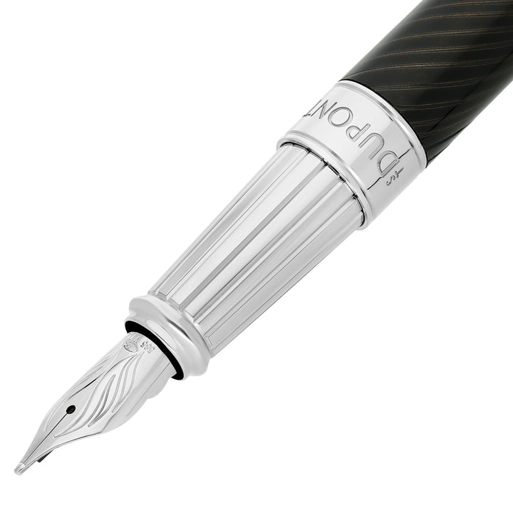 S.T. Dupont Line D Eternity Large Mane Guilloche Black and Palladium Fountain Pen