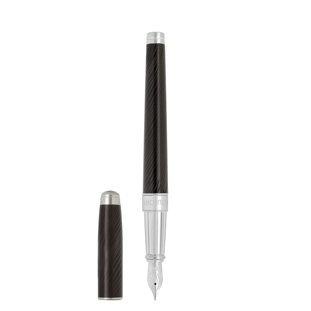 S.T. Dupont Line D Eternity Large Mane Guilloche Black and Palladium Fountain Pen