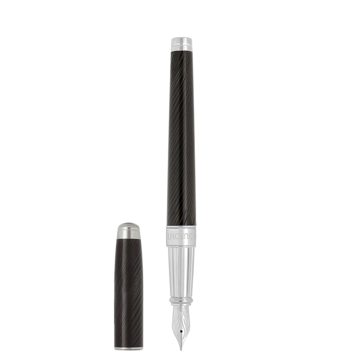 S.T. Dupont Line D Eternity Large Mane Guilloche Black and Palladium Fountain Pen