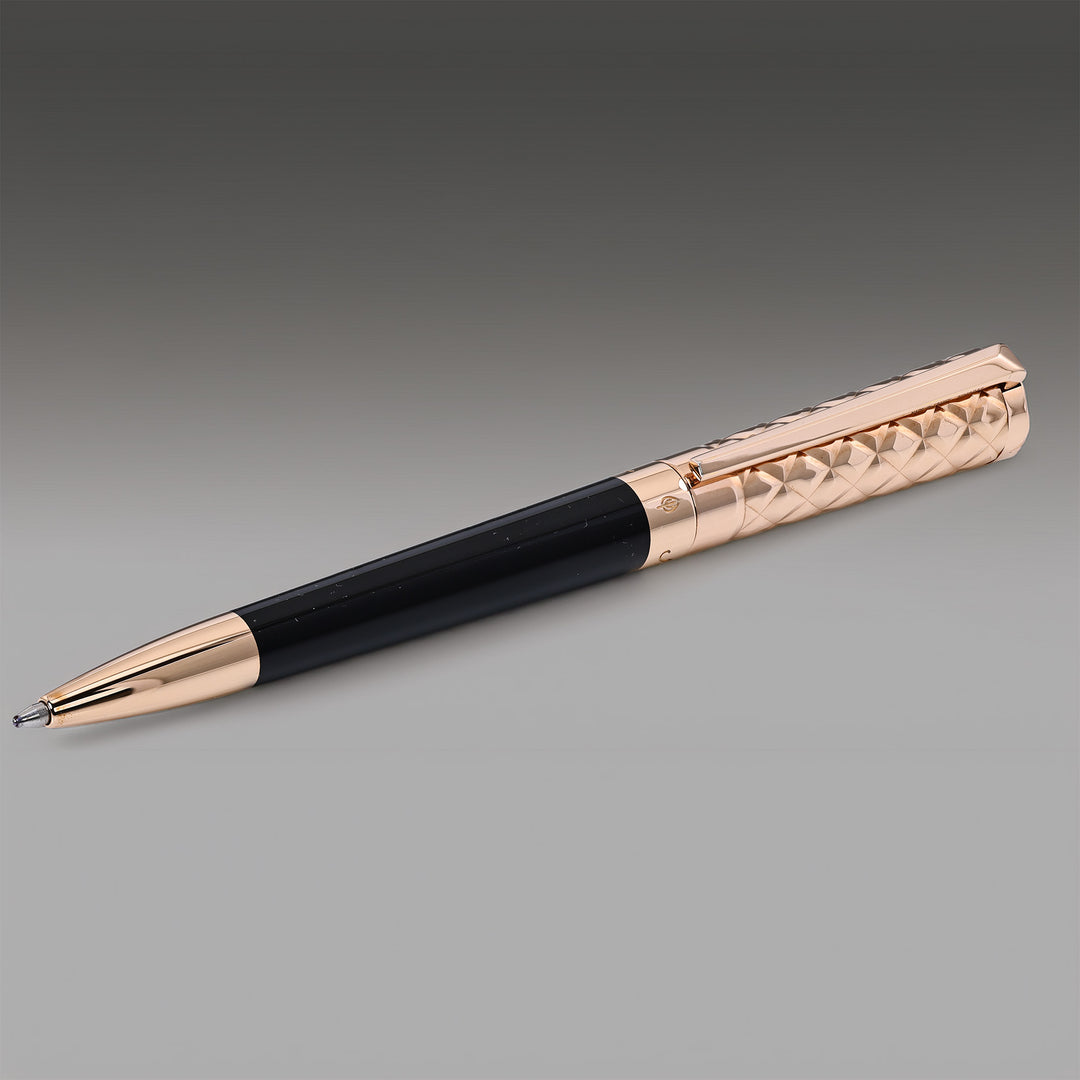 S.T. Dupont Liberté Diamond Engraved Black And Gold Ballpoint