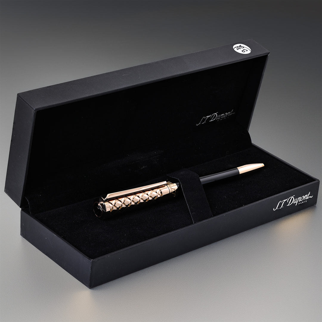 S.T. Dupont Liberté Diamond Engraved Black And Gold Ballpoint
